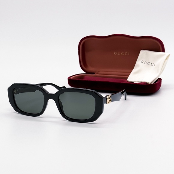 NEW GUCCI GG1535S 001 GEOMETRIC BLACK GREY WOMEN SUNGLASSES GUCCI - Picture 3 of 14